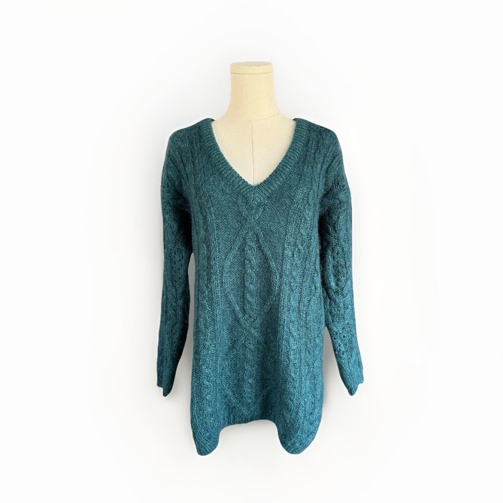Signature Northern Isles Mohair Wool Cable Knit Sweater M Fisherman Nautical VTG